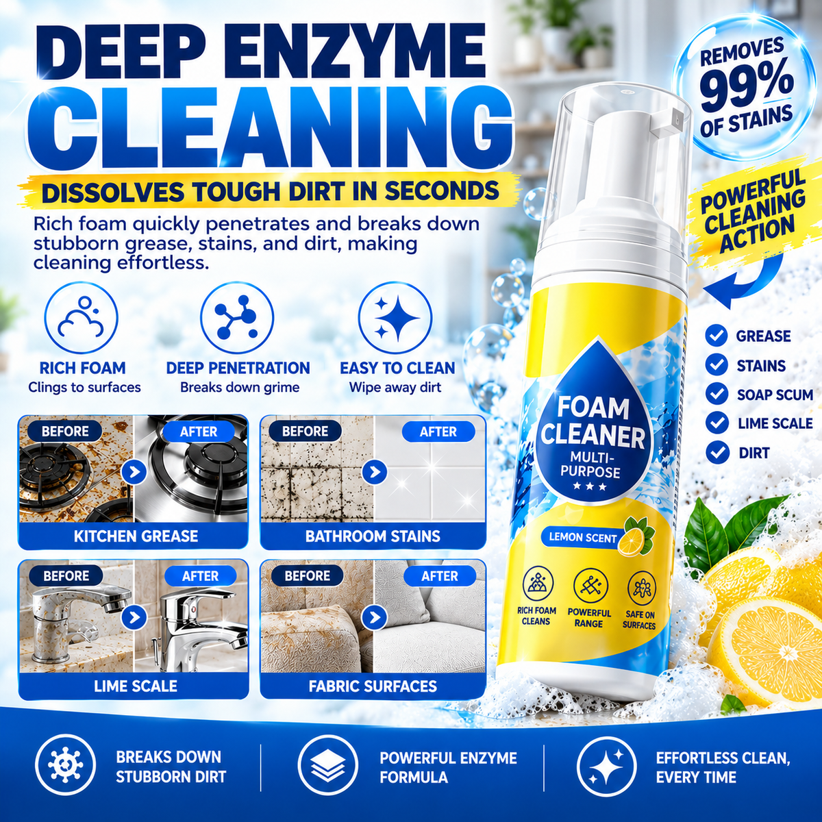 🎯 Your exclusive cleaning deal is unlocked! Today only: get an extra 50% OFF — grab your Powerful Enzyme Foam Cleaner before this offer ends! ✅