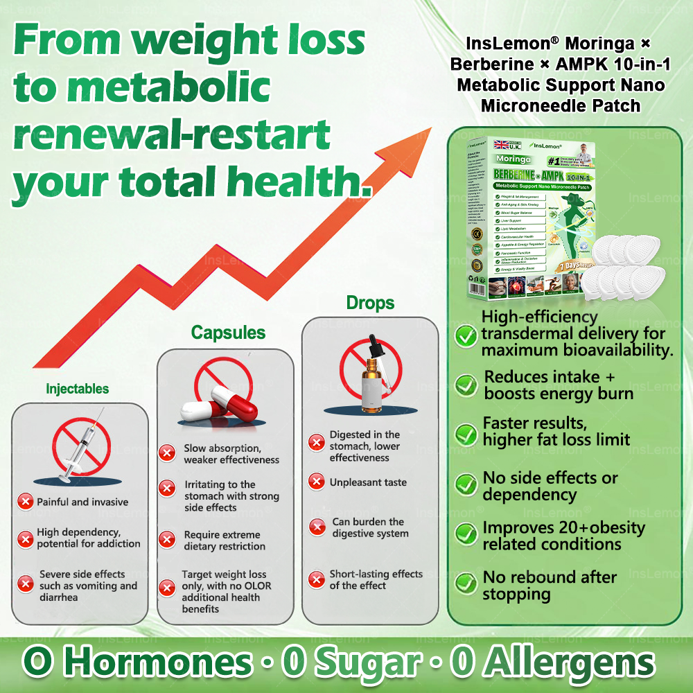 InsLemon® Moringa × Berberine × AMPK 10-in-1 Metabolic Support Nano Microneedle Patch (Once Daily) ✅ Supports metabolism, appetite control, steady energy & daily weight-management goals.