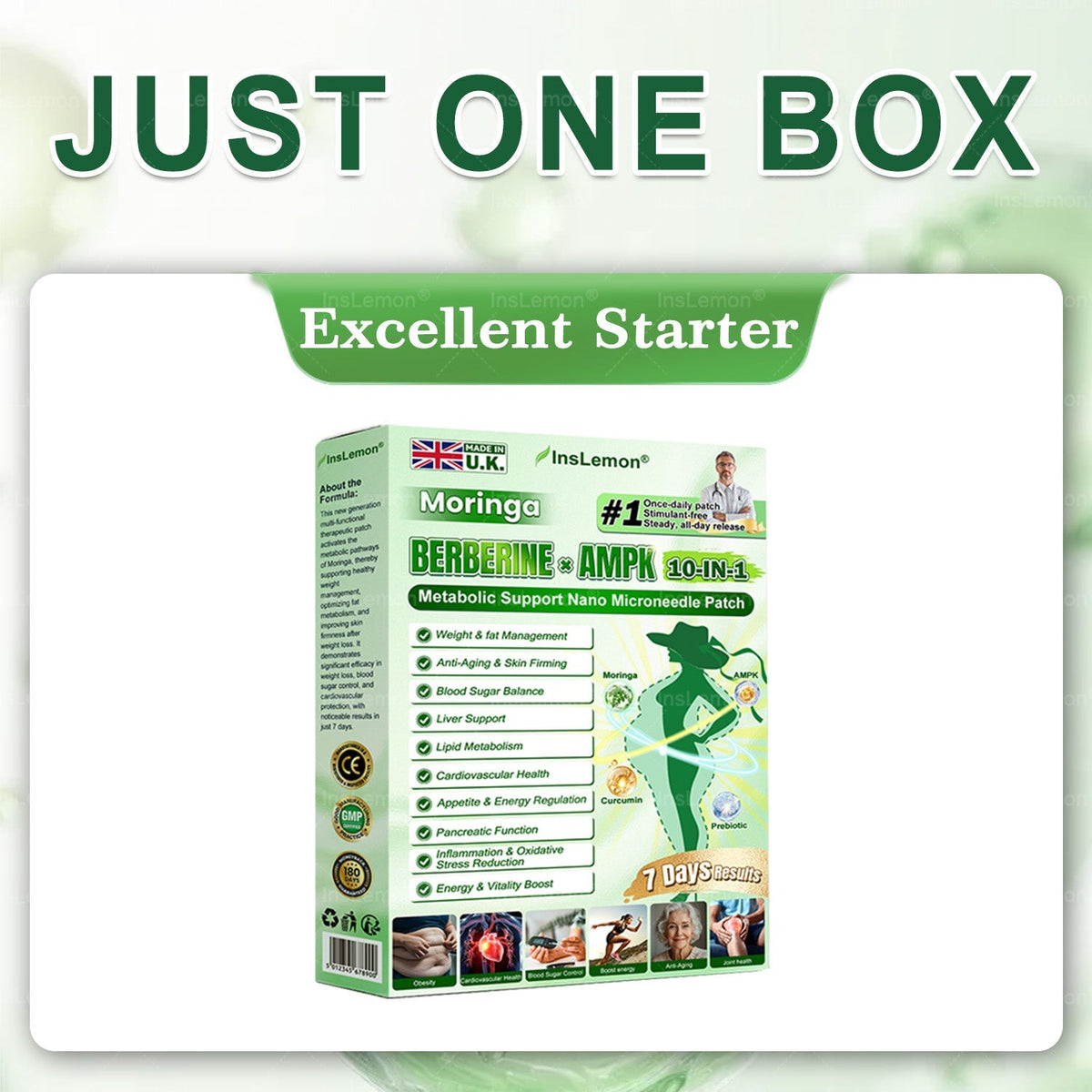 InsLemon® Moringa × Berberine × AMPK 10-in-1 Metabolic Support Nano Microneedle Patch (Once Daily) ✅ Supports metabolism, appetite control, steady energy & daily weight-management goals.