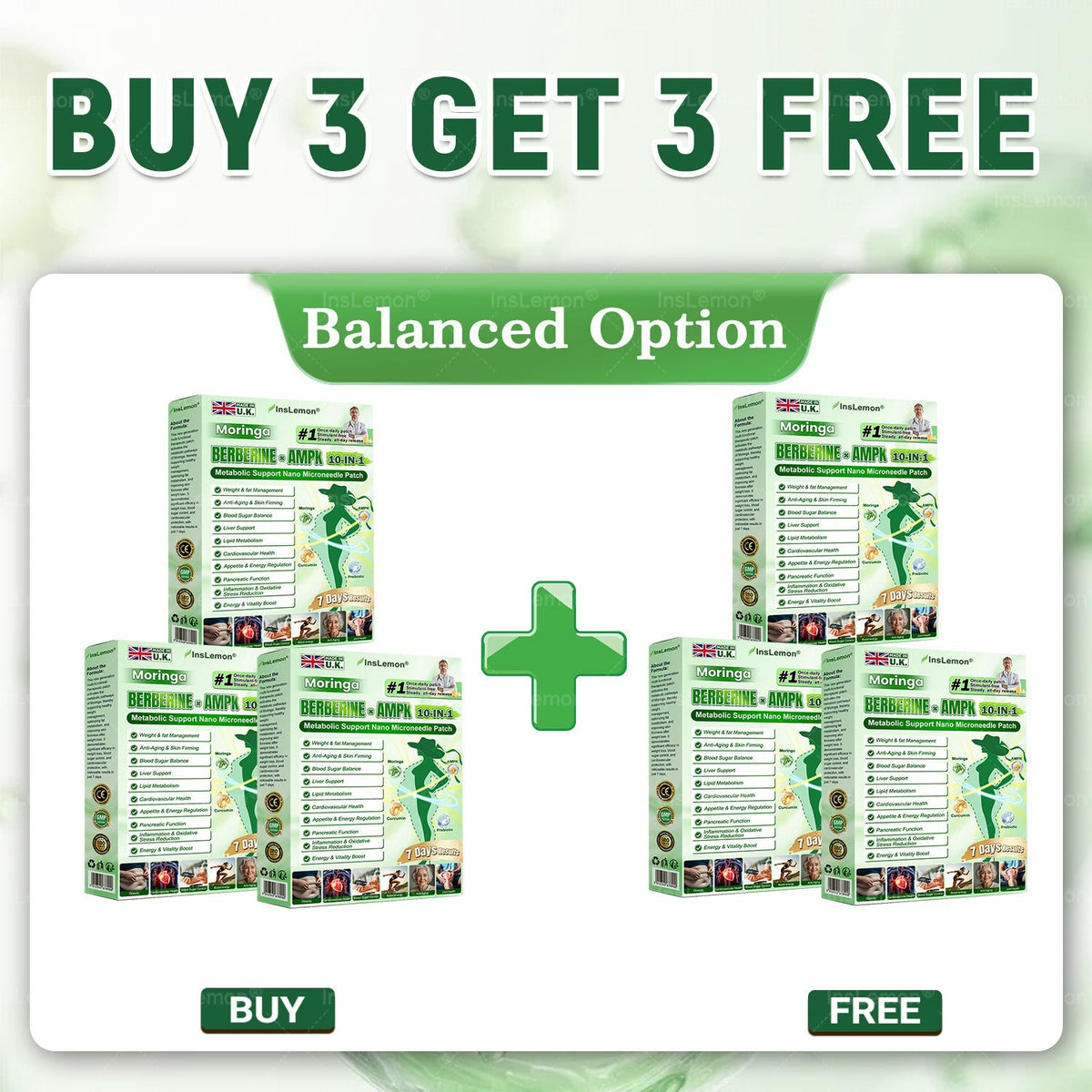 InsLemon® Moringa × Berberine × AMPK 10-in-1 Metabolic Support Nano Microneedle Patch (Once Daily) ✅ Supports metabolism, appetite control, steady energy & daily weight-management goals.
